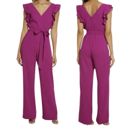 Lilly Pulitzer Kallie Ruffle Jumpsuit Bordeaux Berry Women’s Size 6