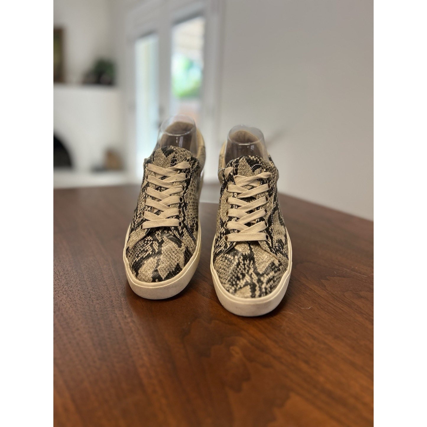 Sam Edelman Ethyl Beach Multi Snake Leather Casual Lace-Up Sneaker Shoes Size 9