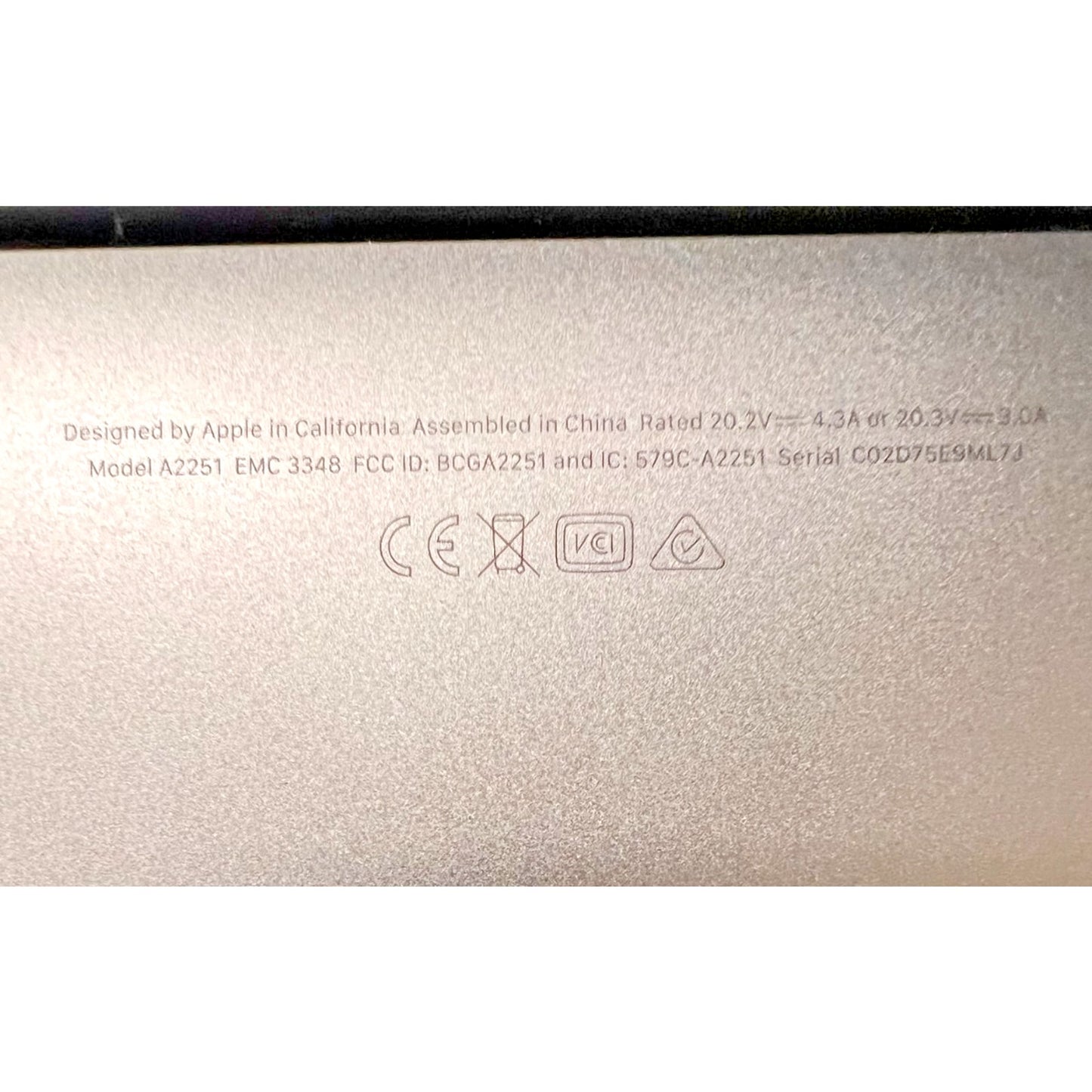 MacBook Pro 13" Model A2251 Space Gray 2GHz Quad-Core Intel Core i5 16GB RAM