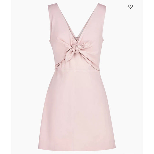 NWT $445 (12) Halston A-line Minidress Twist Front Designer Preppy Baby Pink