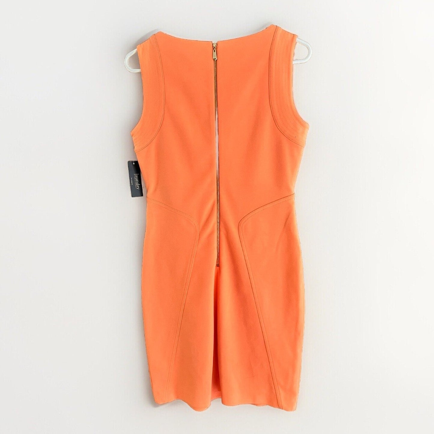 NWT Sz 8 Laundry by Shelli Segal Sleeveless Apricot Orange Bodycon Keyhole Neck
