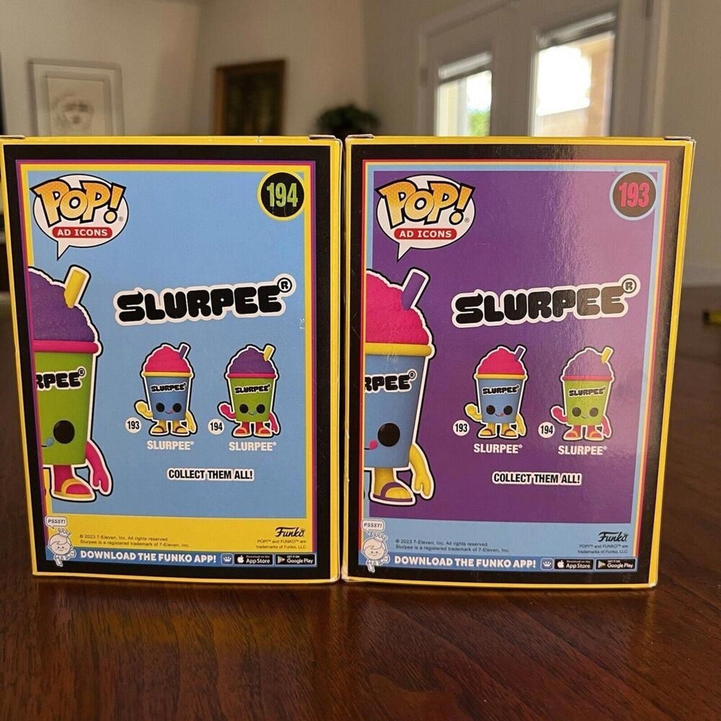 Funko Pop 7-Eleven Blacklight Slurpee 193 & 194 Ad Icon Exclusive Collectible
