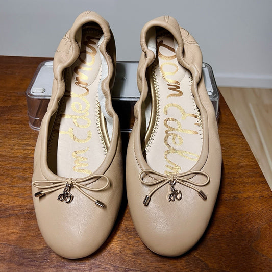 Sam Edelman Felicia Leather Ballet Flat (7) Nude French Sand Beige Neutral Tan