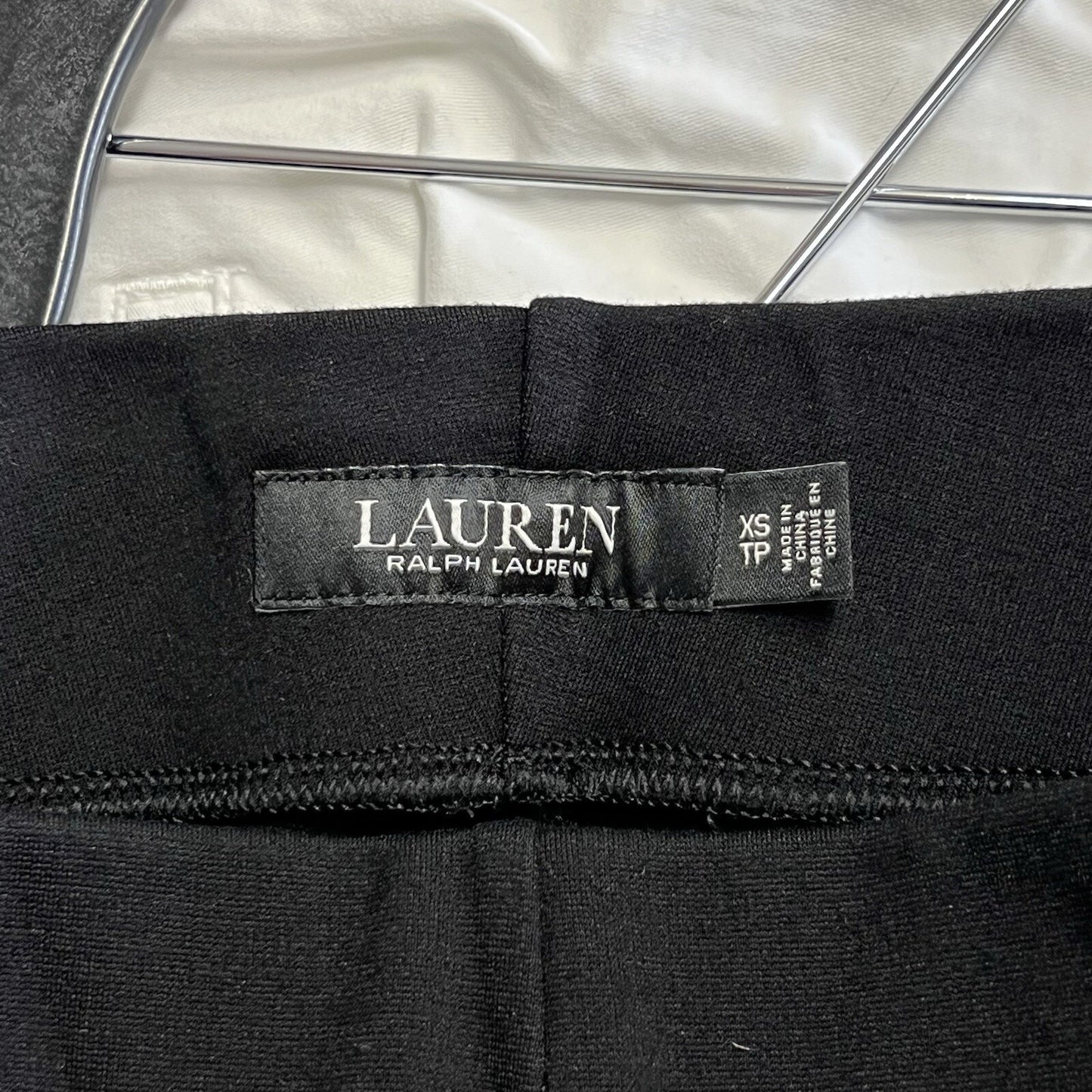Lauren Ralph Lauren Black Label XS Ponte Skinny Leggings Black Red Side Stripe