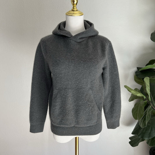 $495 Vince Cashmere Pullover Hoodie Grey XS Women Designer Quiet Luxury Sweater