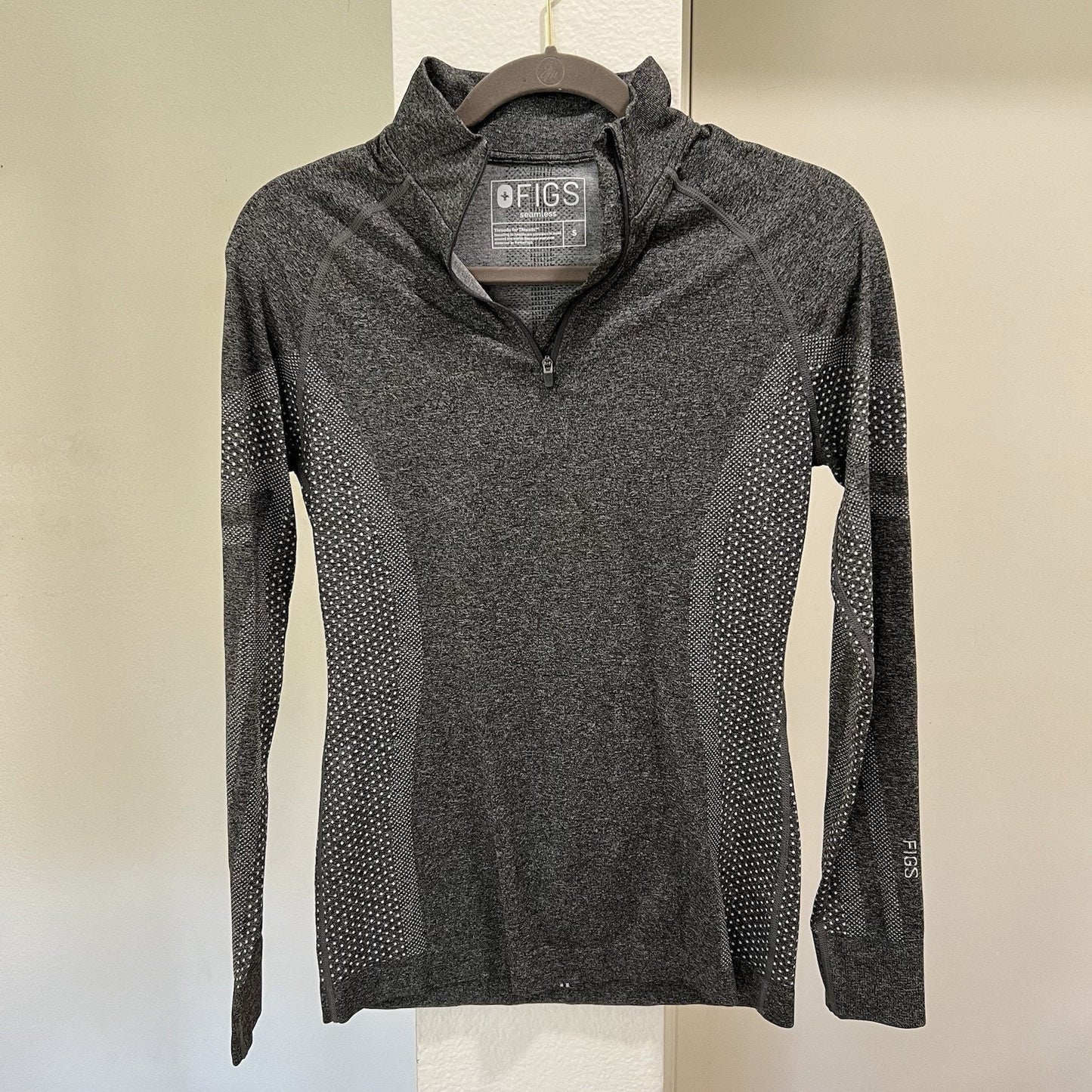 Figs Salta Seamless 1/4 Zip Longsleeve (S) Underscrub Graphite Gray Mock Neck