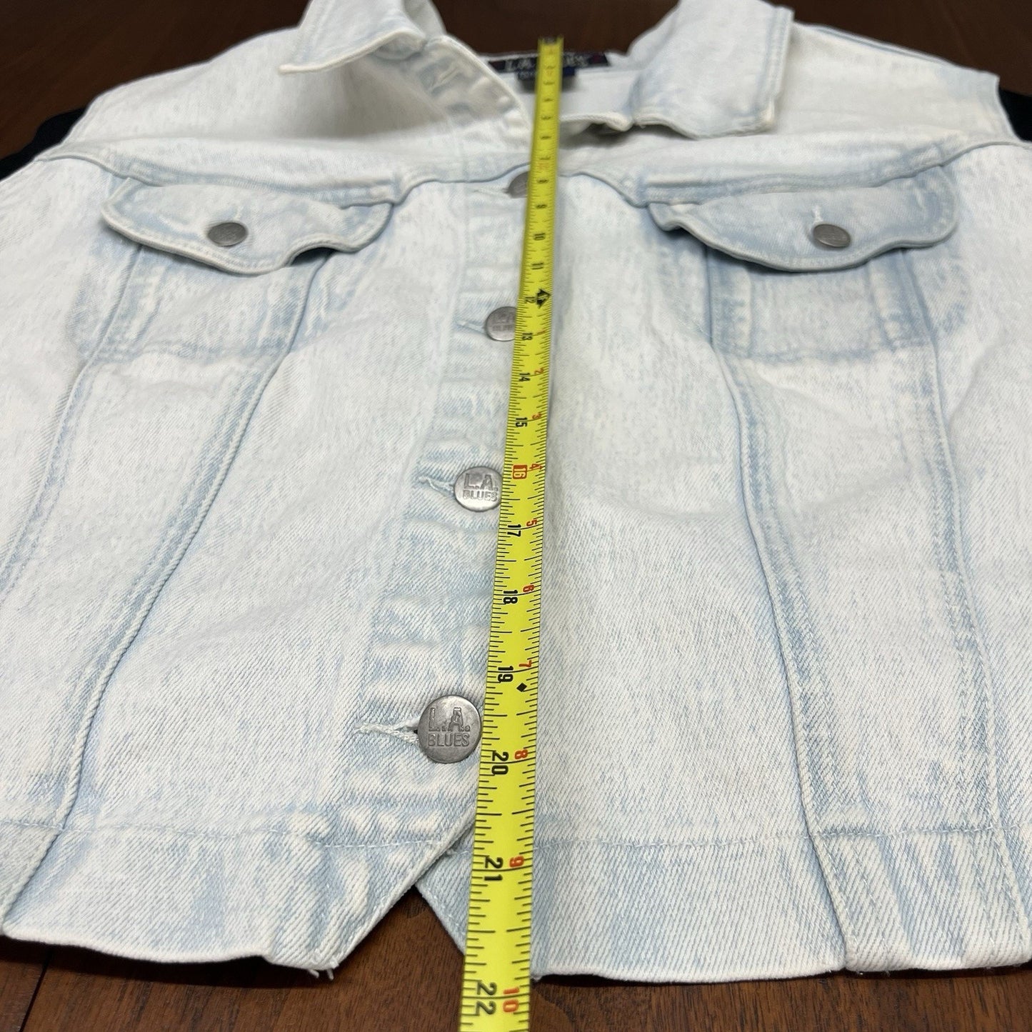 Vintage L.A. Blues Denim Jean Jacket Acid Wash Black Lace XL Women Y2K 80s 14/16