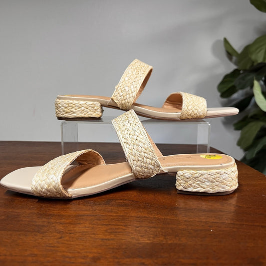 NWT JOIE Straw Braided Woven Strappy Slip-On Sandals Slide 9.5 Coastal Beach
