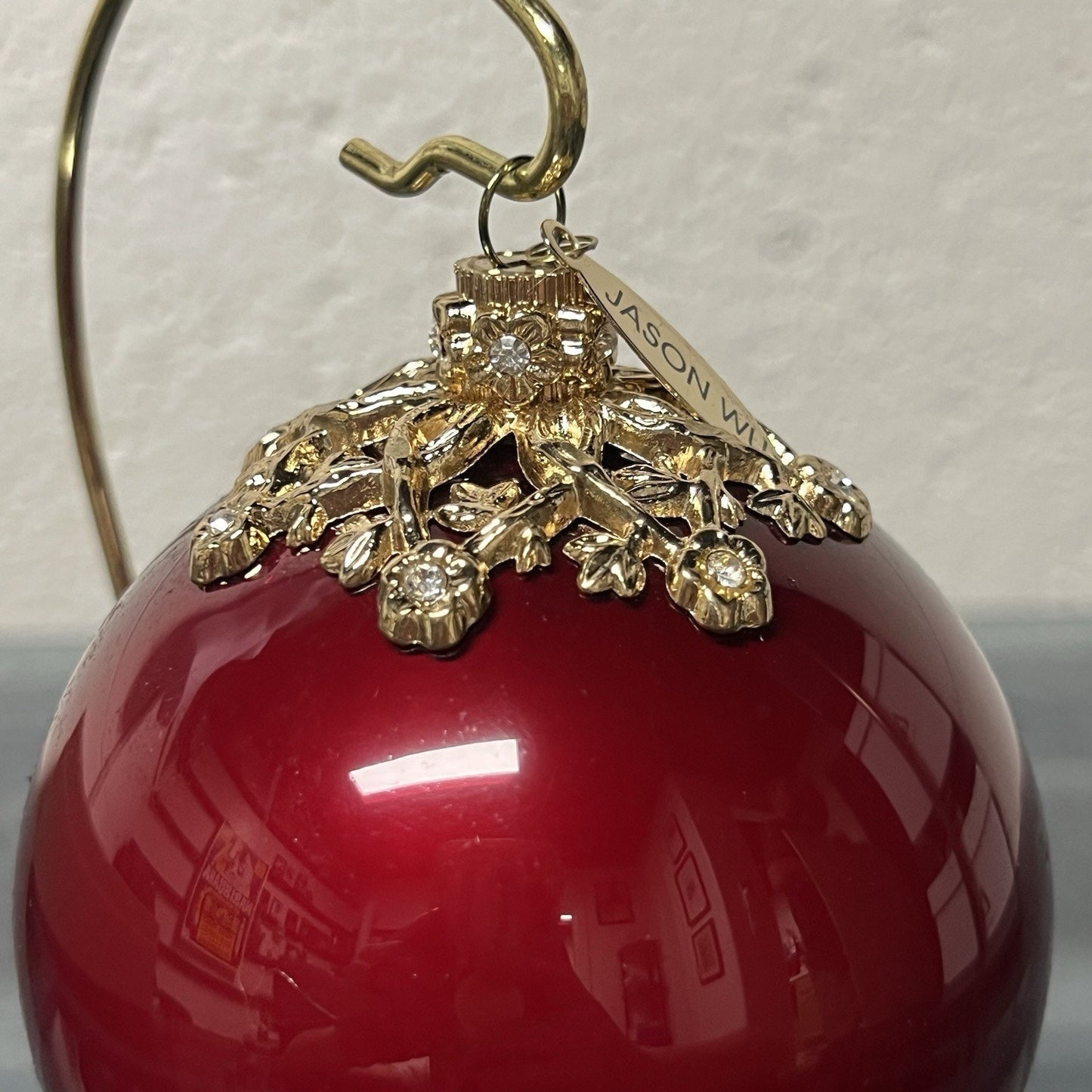 Jason Wu 3 Glass Christmas Ornaments Luxury Designer Red Black White Gold Lace