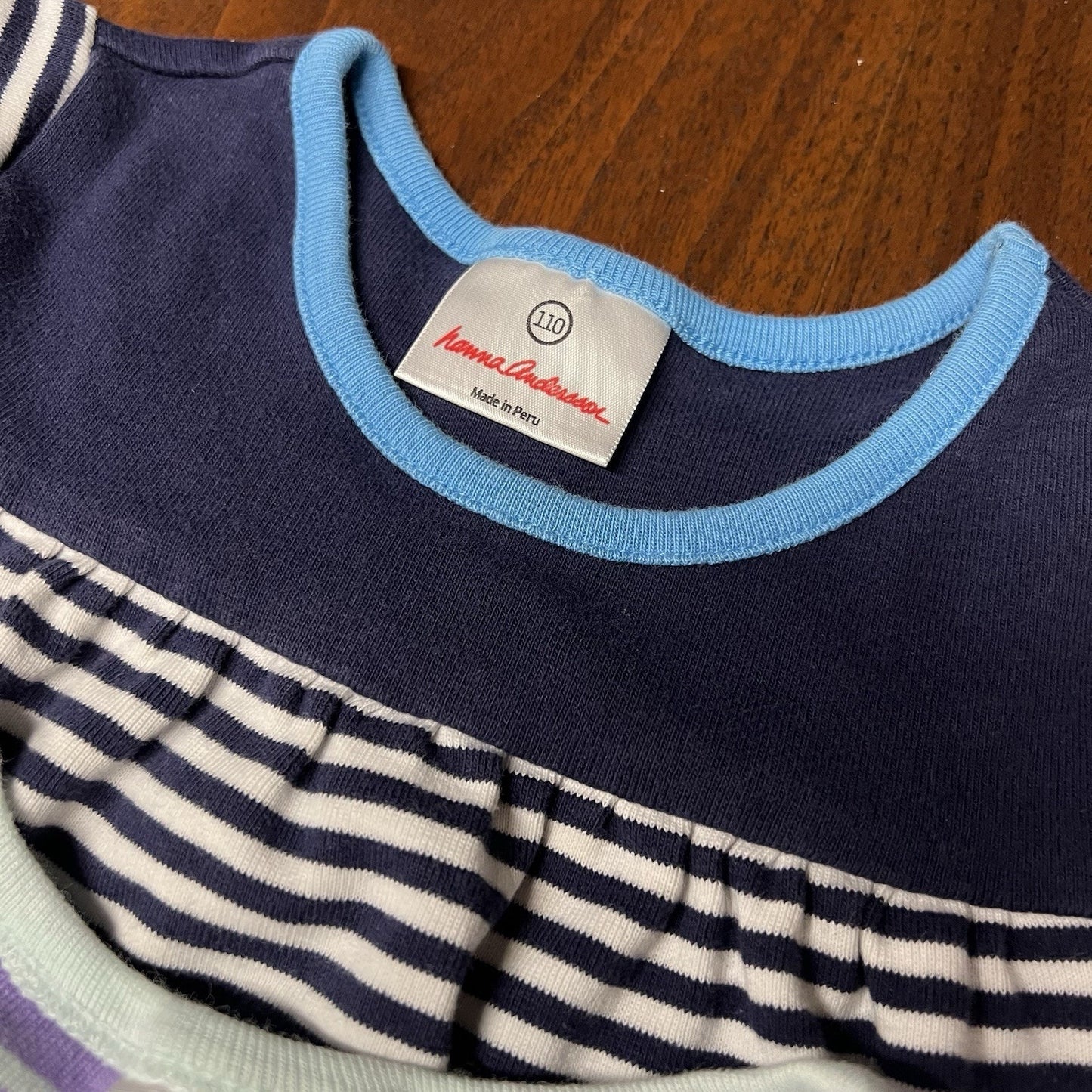 Hanna Andersson Pair Of 2 Dresses Girls Sz 5 (110) Striped 100% Cotton Summer