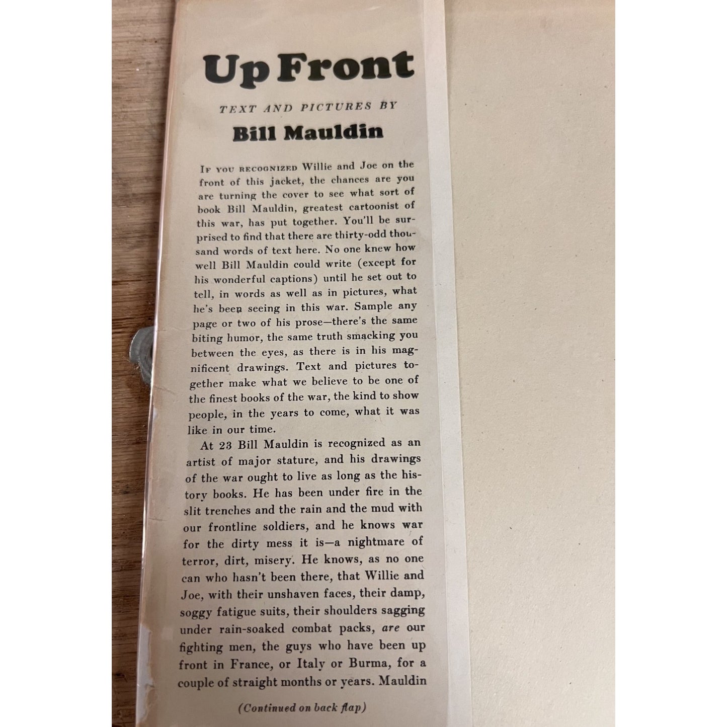 Vintage Up Front by Bill Mauldin First Edition/2nd Printer 1945, Illustrated