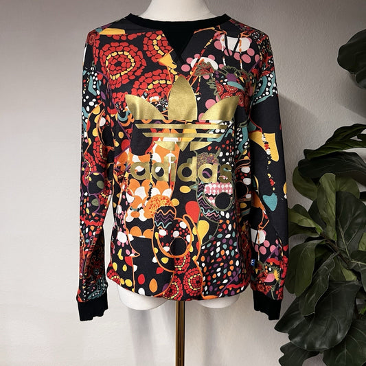 RARE Adidas X Farm Rio Maracatu XS Sweater 2014 Floral Gold Retro Streetwear