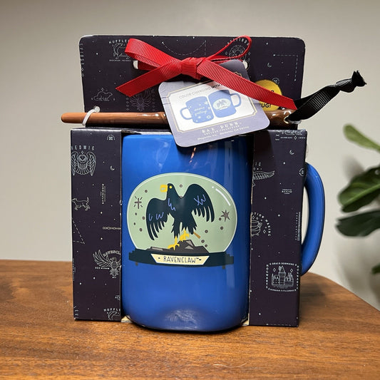 Rae Dunn x Harry Potter Ravenclaw Mug Color Changing Stir Wand Seasons Greetings