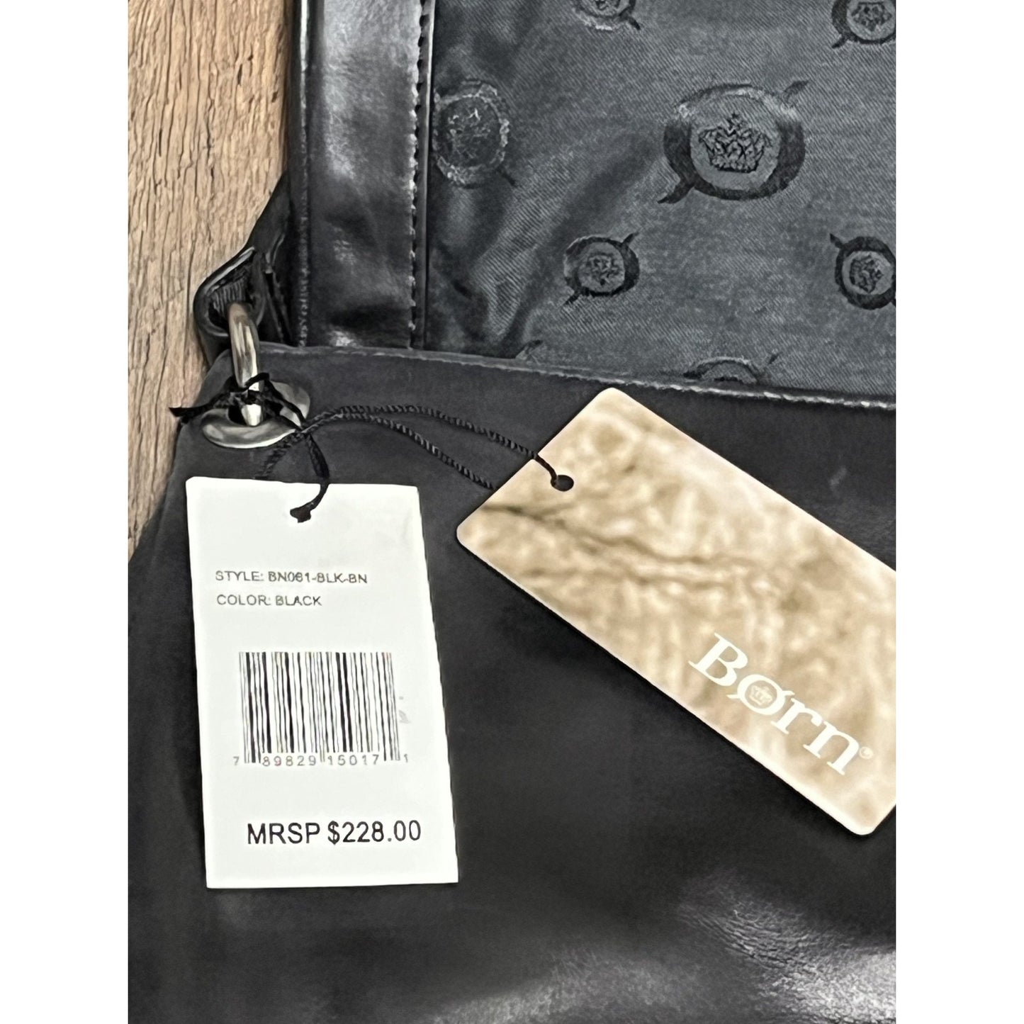 NWT BORN Black Leather Saddle-Style Shoulder Bag