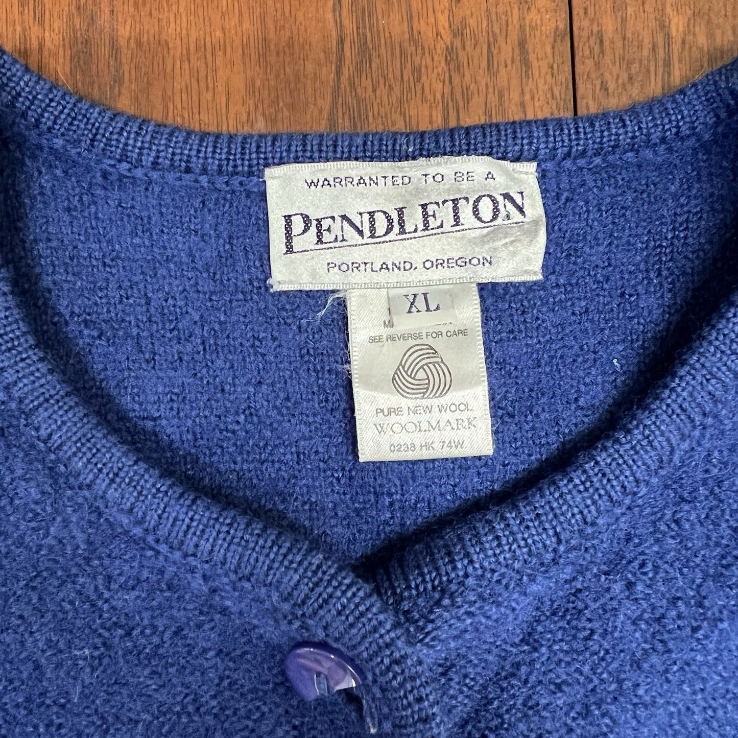 Vintage Pendleton XL Cardigan Women’s Navy Blue *flaws* Wool Button Up