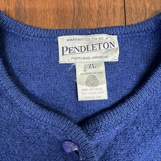 Vintage Pendleton XL Cardigan Women’s Navy Blue *flaws* Wool Button Up