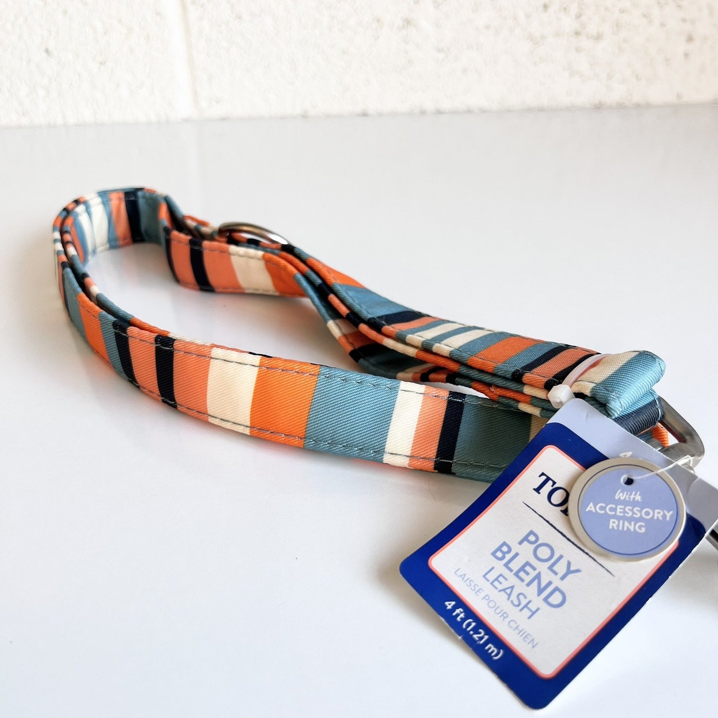 NEW Unisex Top Paw 4 Ft Dog Puppy Leash Blue Orange Striped NWT