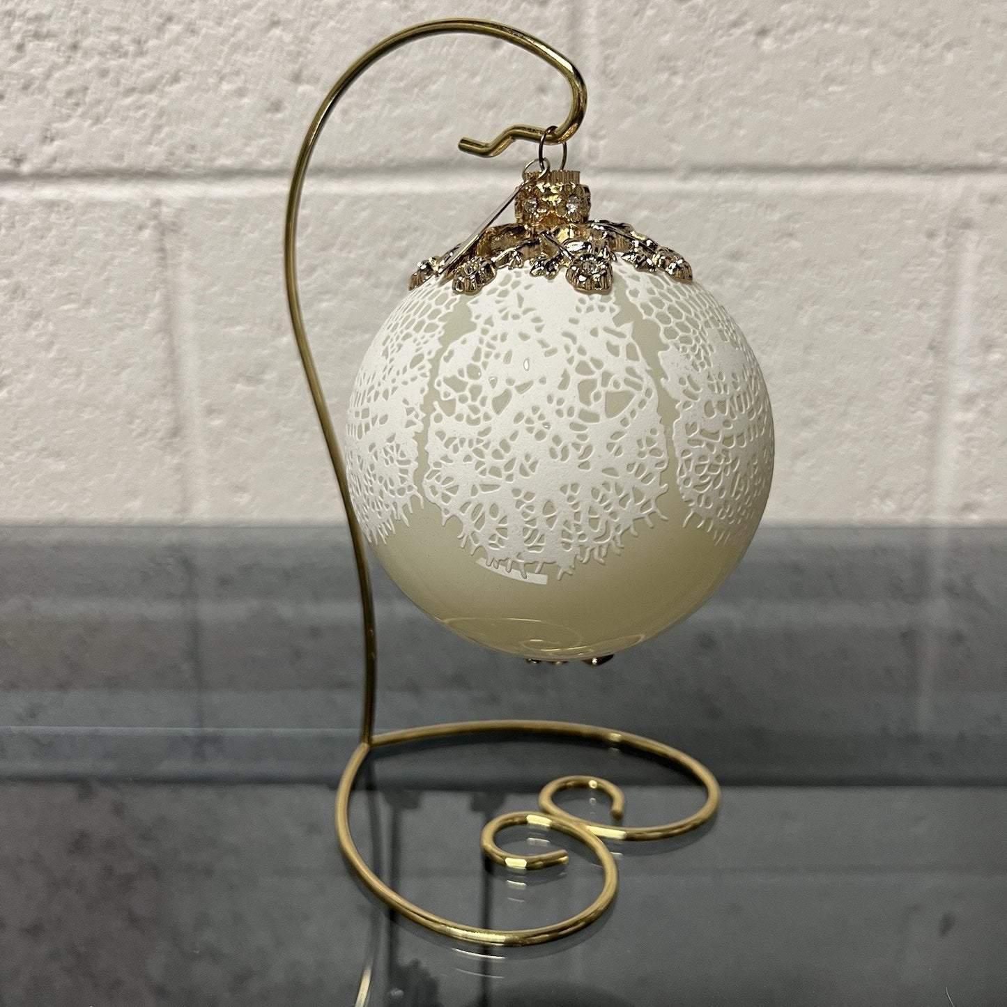 Jason Wu 3 Glass Christmas Ornaments Luxury Designer Red Black White Gold Lace