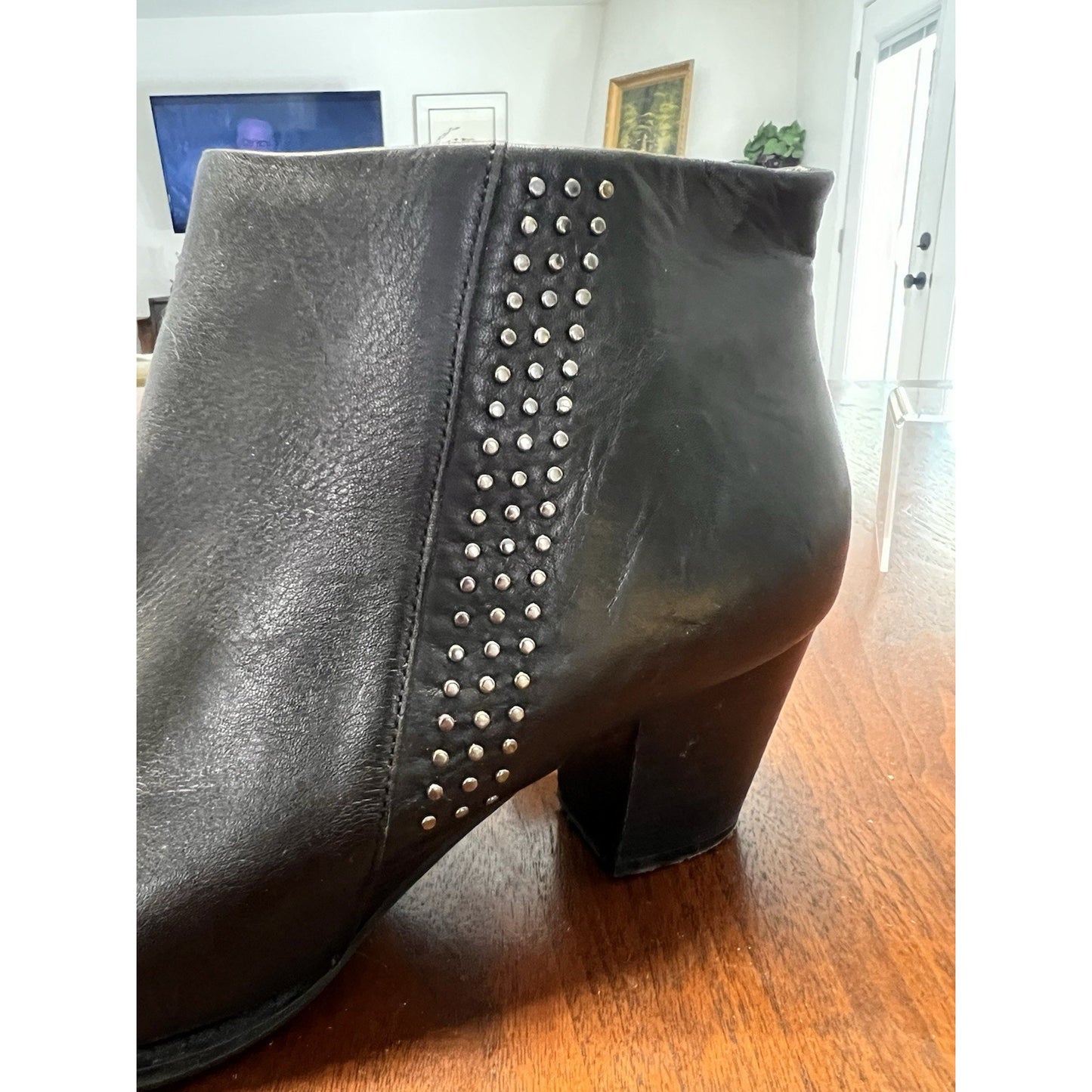 Vionic Upright Georgia Leather Ankle Booties Womens Black Studded Size 8