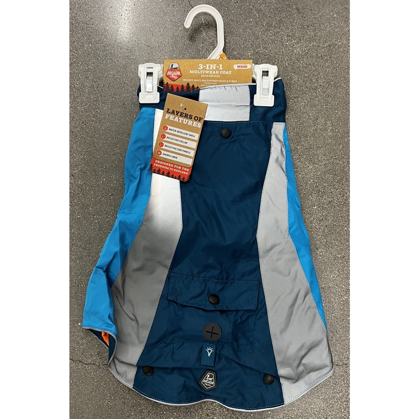 Arctic Trail 3-in-1 Blue Multiwear Fleece Lined Coat For Dogs Sizes XXL/XL/M