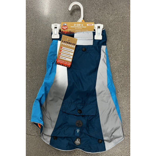 Arctic Trail 3-in-1 Blue Multiwear Fleece Lined Coat For Dogs Sizes XXL/XL/M