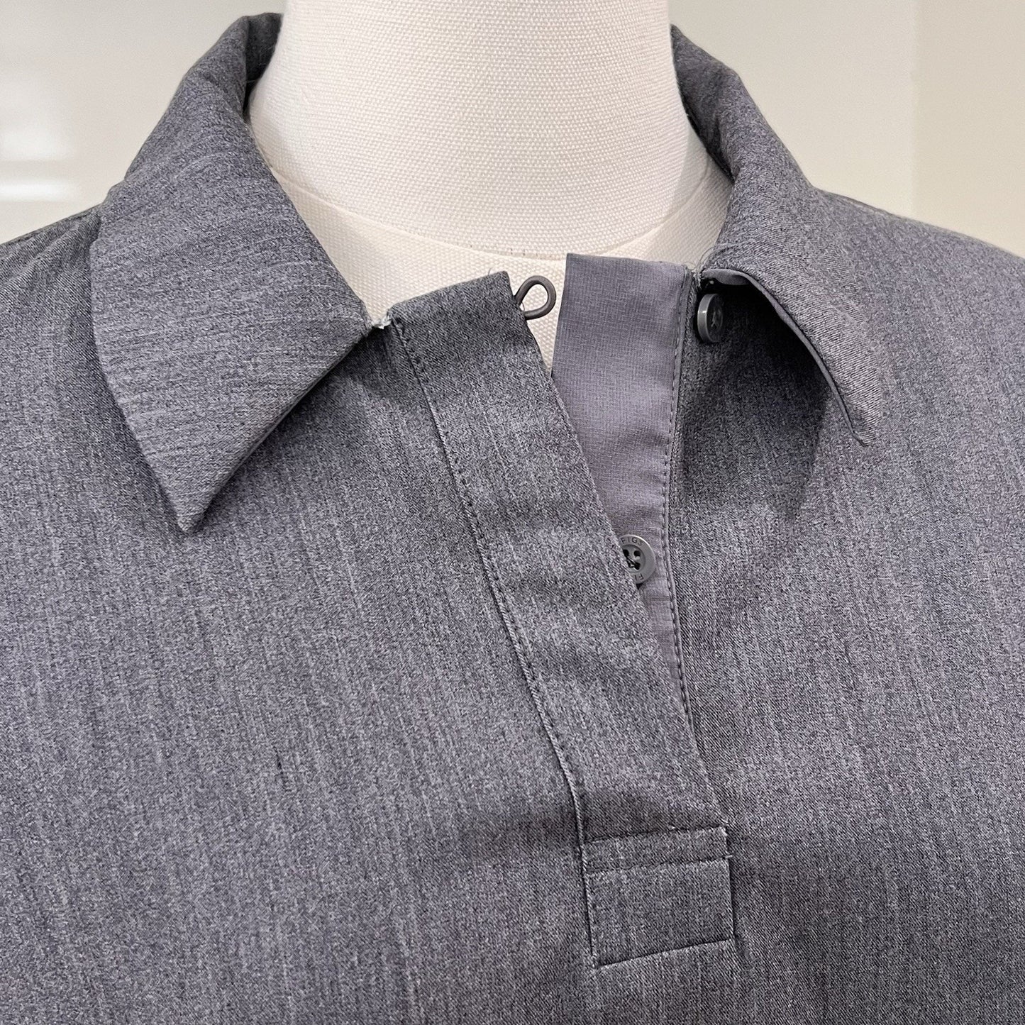 FIGS Nala Scrub Polo Top (L) Long Sleeve Graphite Grey Collar Womens