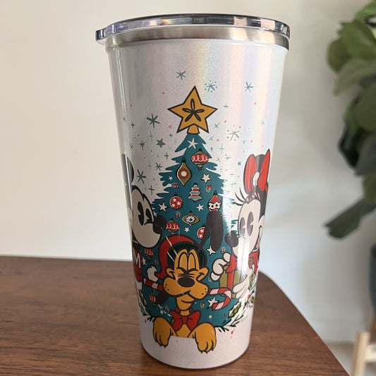 Disney Parks 2022 Christmas Holiday Mickey, Minnie & Pluto Insulated Tumbler