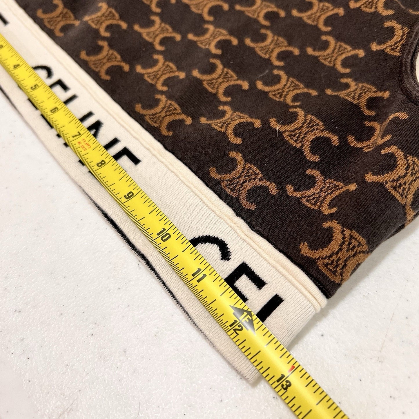 Celine Monogram Crop Sports Bra Silk Cotton (M) Brown Athletic Knit Triomphe