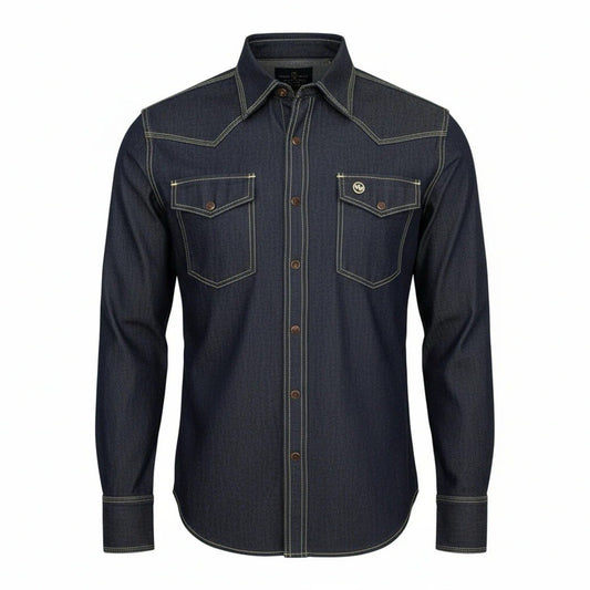 Western Welder (M) Classic Work Shirt Denim Triple Stitched Pearl Snap Yoke