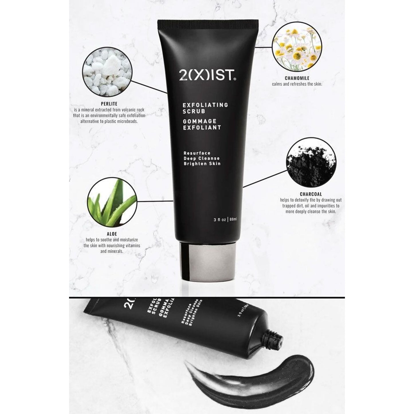 NIB 2(X)IST Exfoliating Facial Scrub for Men Clean Resurface Brighten Stocking
