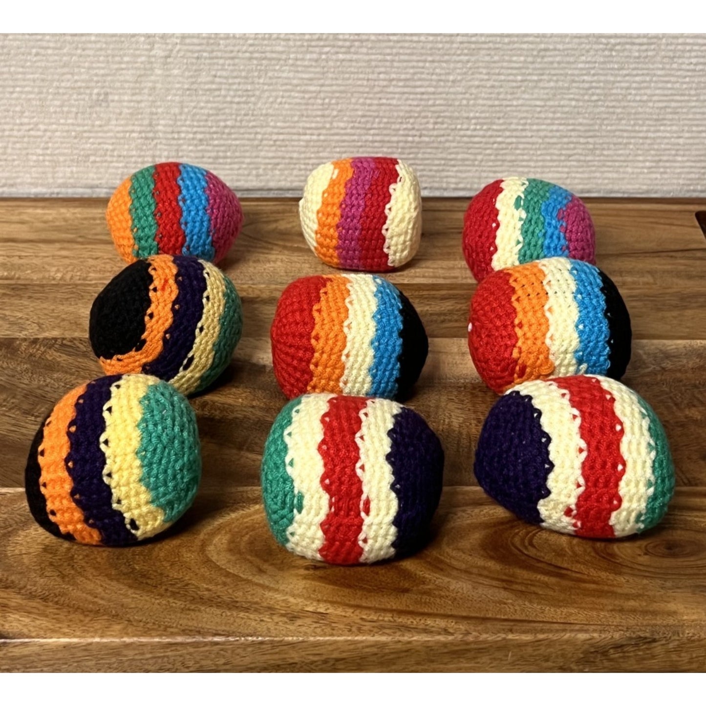 Handwoven Multi-Color Crochet Hacky Sack Footbag | Kick Ball Juggling Toy