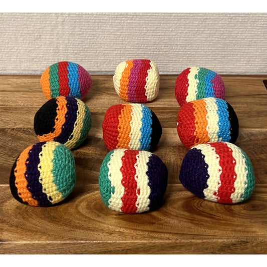 Handwoven Multi-Color Crochet Hacky Sack Footbag | Kick Ball Juggling Toy