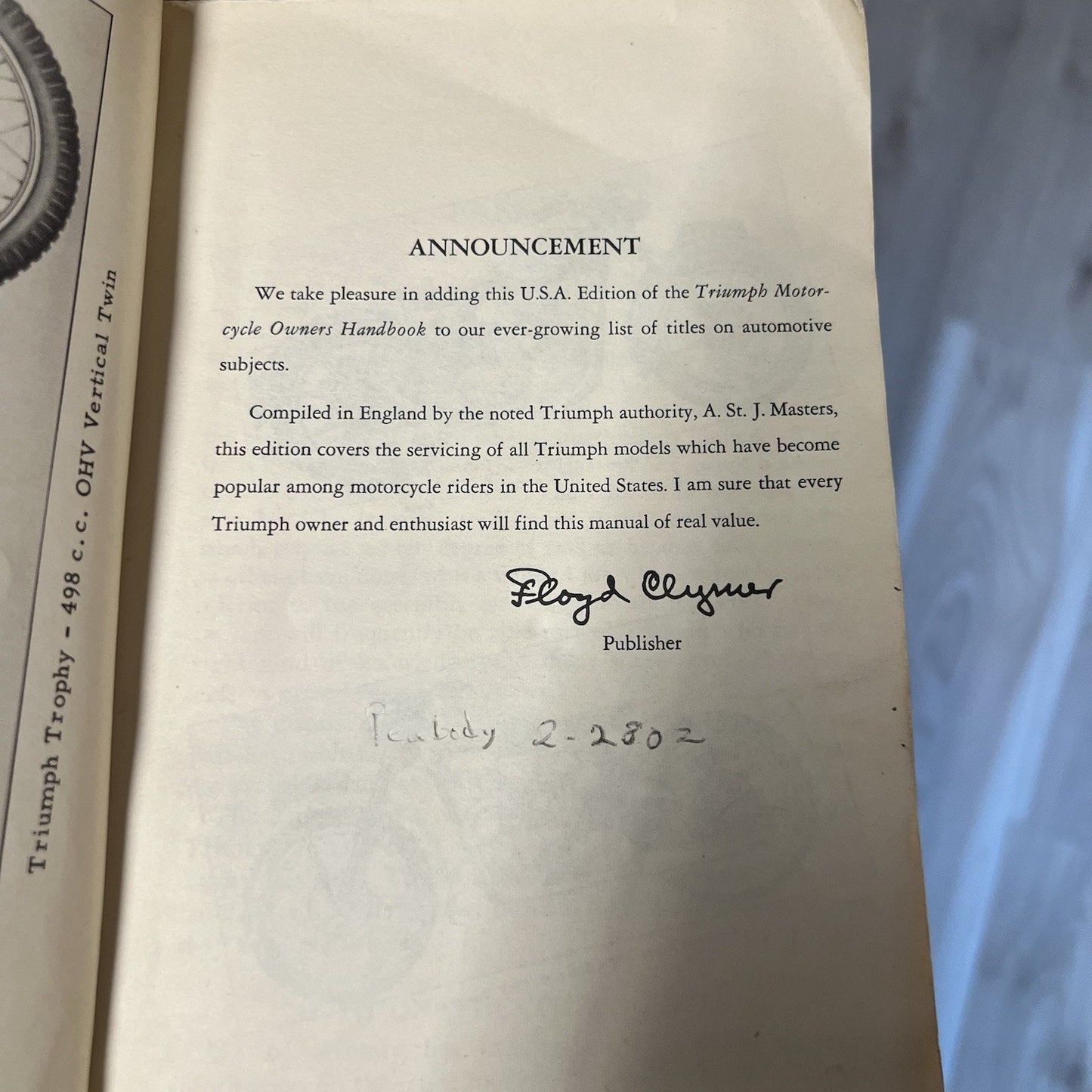 Vintage 1951 Triumph Motorcycle Service Owners Handbook **special item included*