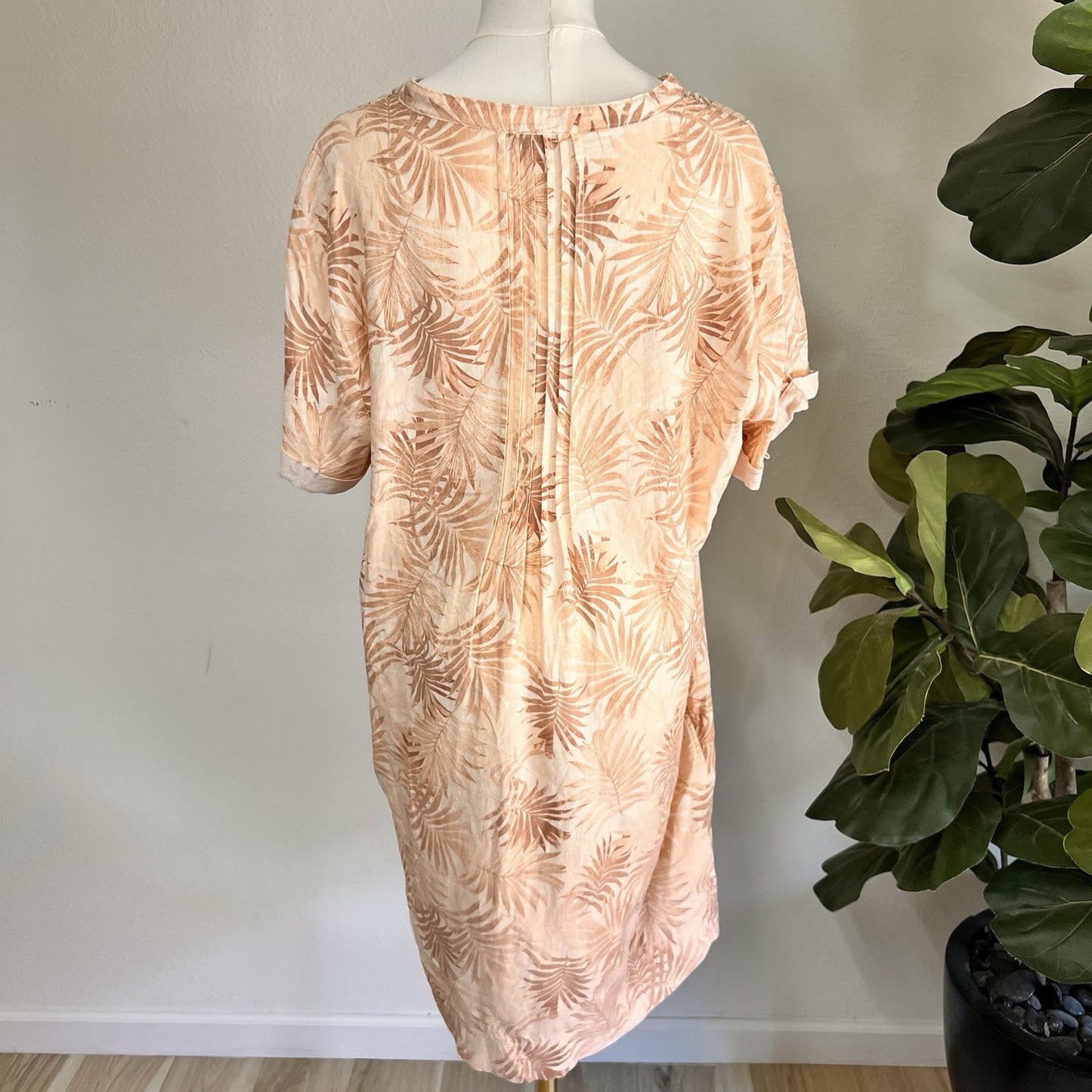 Faherty Women's Linen Blend Gemina Relaxed Shirt Dress XL Beach Tropical Coastal