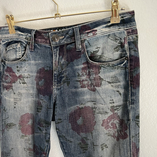 People's Liberation (31) Jeans Floral Distressed Fading Stretch Denim Country