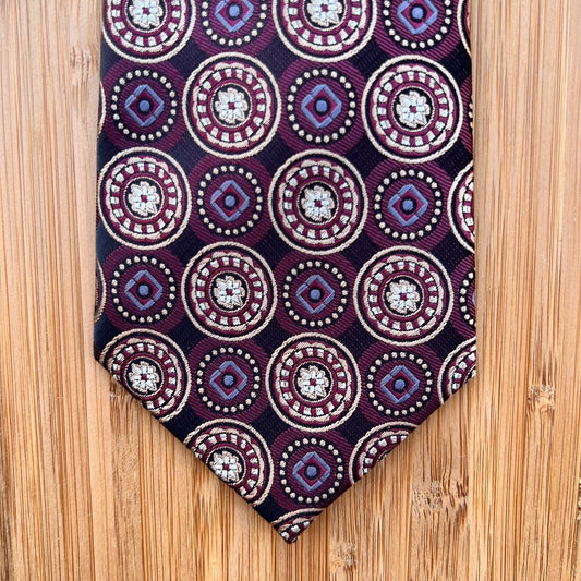 Christian Aujard Paris 64.5” Extra Long Necktie Unique Texture Medallion Foulard