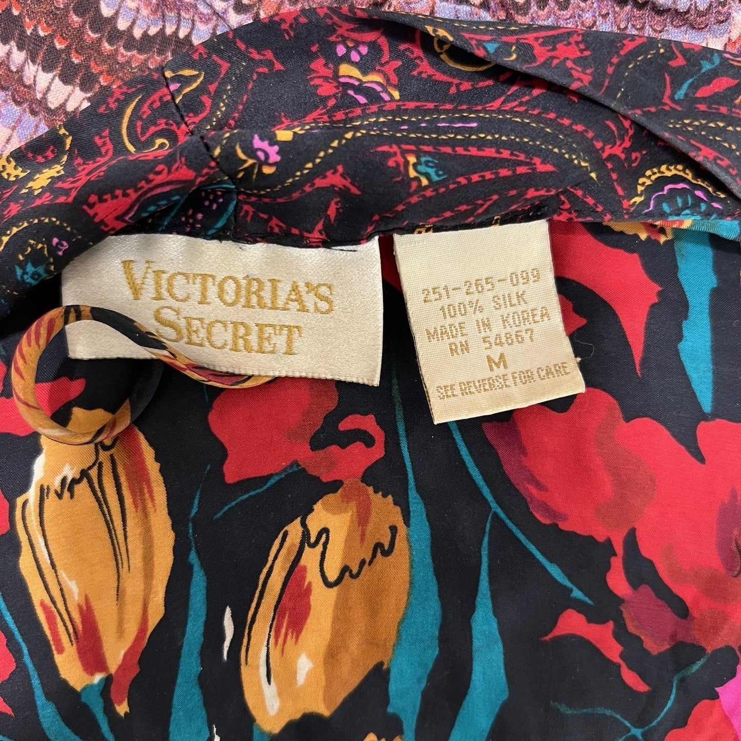 Vintage Gold Label Victoria’s Secret Silk Kimono Robe (M) Dressing Gown Boudoir