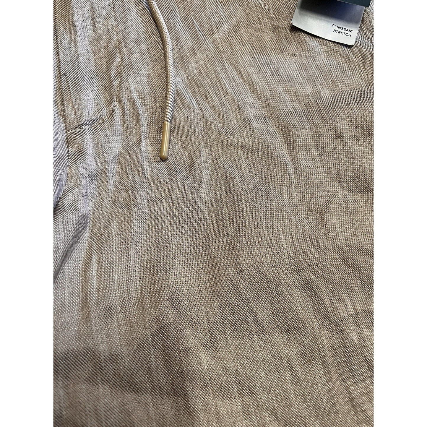 NWT Perry Ellis Women Linen Short 32” Med 7” Inseam High Rise Stretch Tan Preppy