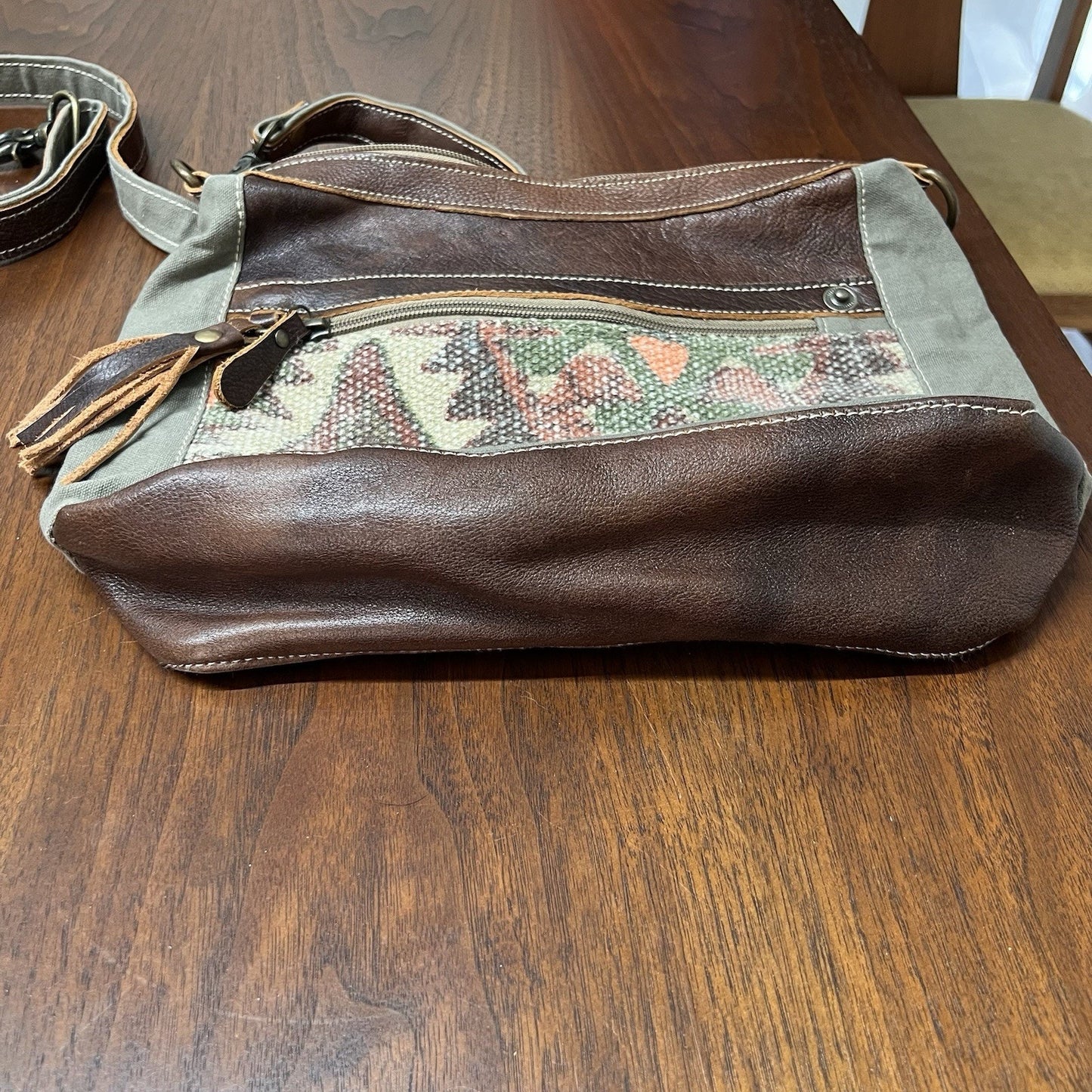 Myra Luguni Shoulder Bag Purse Canvas Leather Southwestern Aztec Rustic Cowgirl