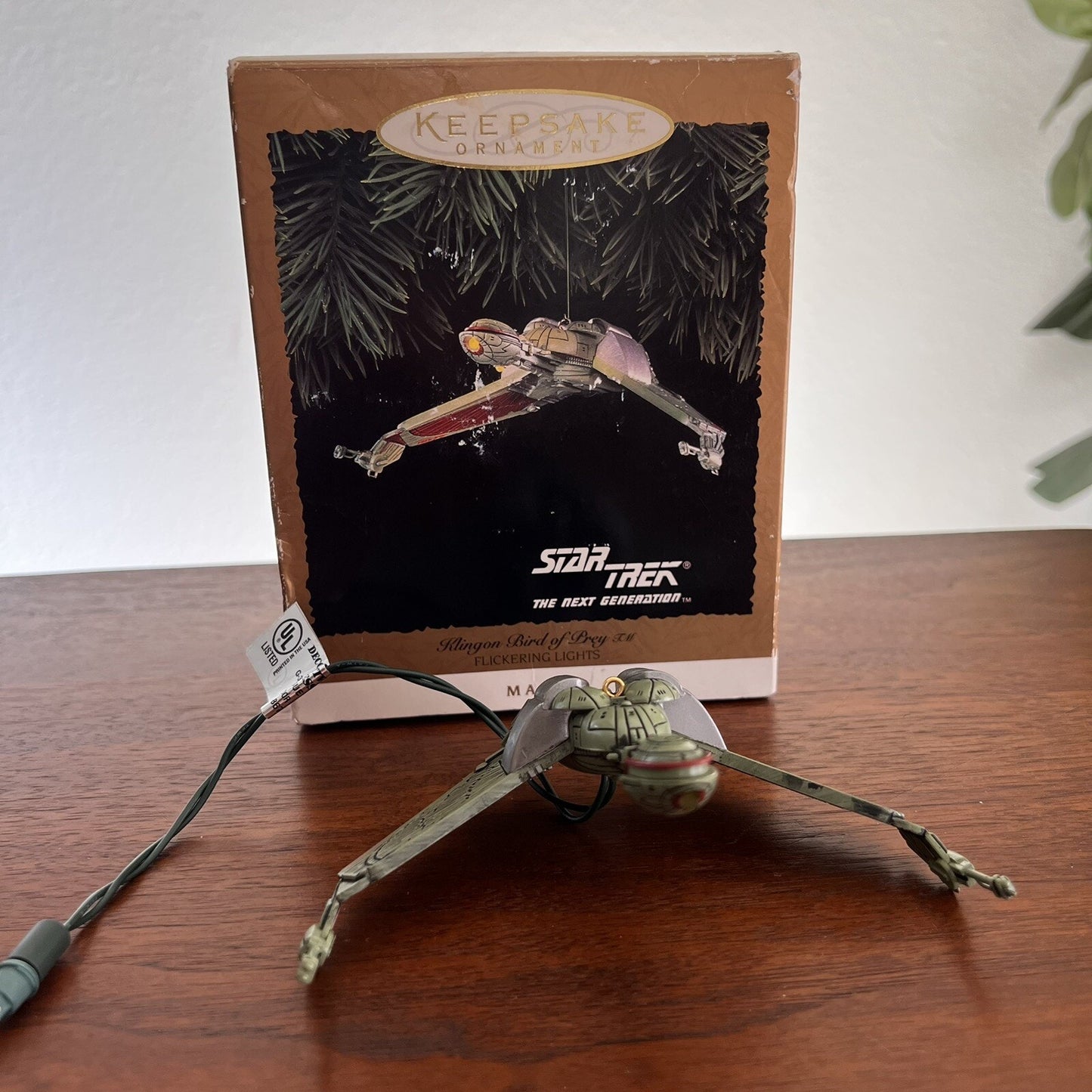 1994 Klingon Bird Of Prey Hallmark Magic Christmas Ornament Star Trek TNG Rare