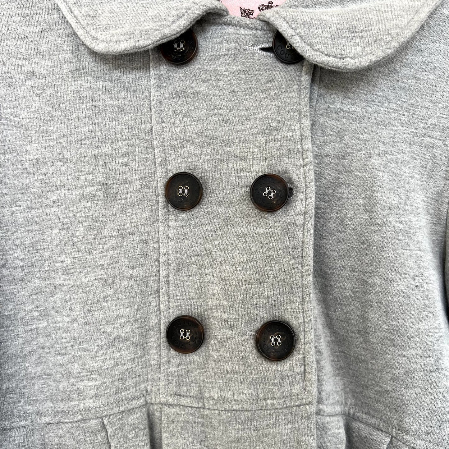Juicy Couture Peacoat Jacket (M) Y2K Coat Hooded Empire Waist Double Breast VTG