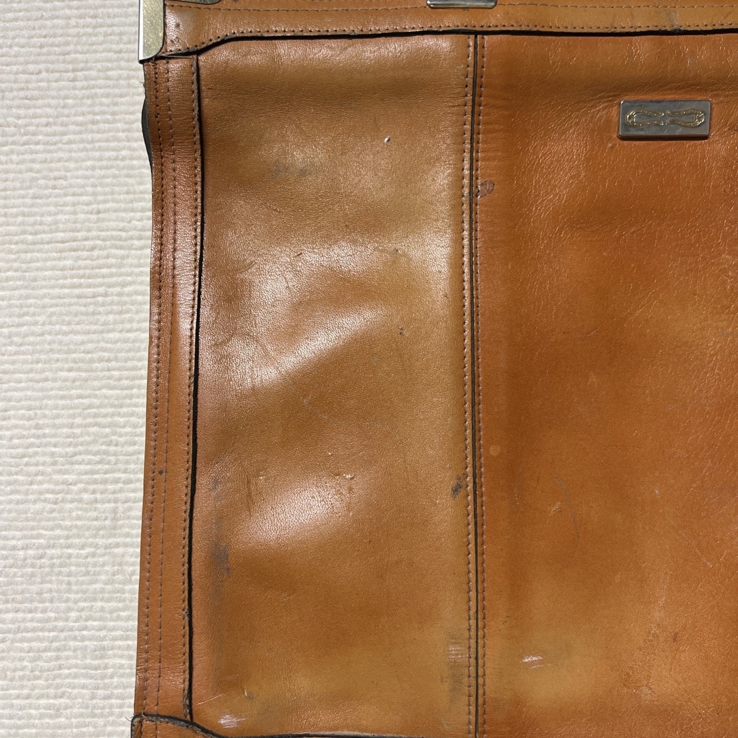 Vtg Slim Leather Soft Sided Attache Briefcase Two Handles 3 Compartments Zippers