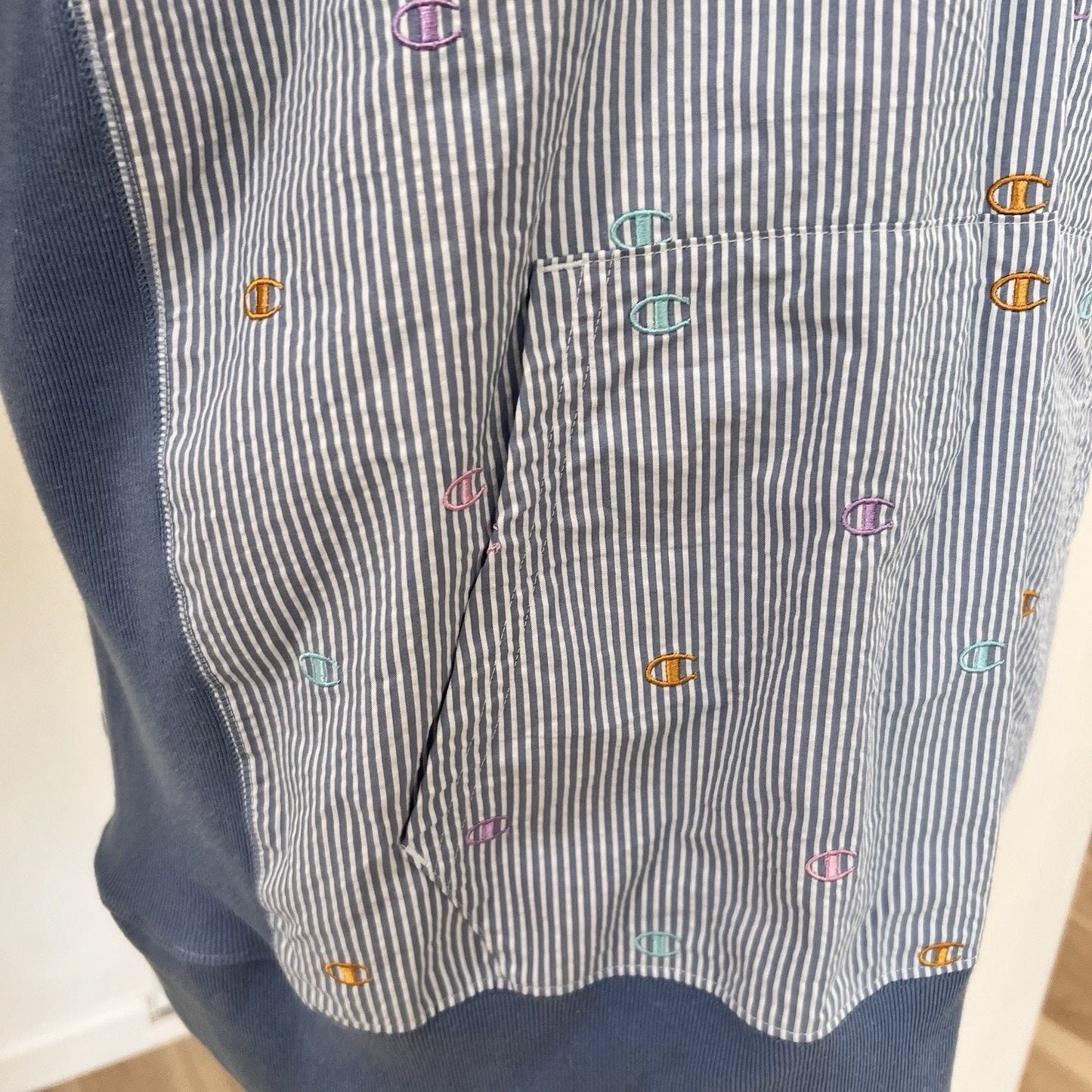 Champion 1/4 Zip Hoodie XL AOP Logo Retro Y2K Preppy Monogram 90s Pullover