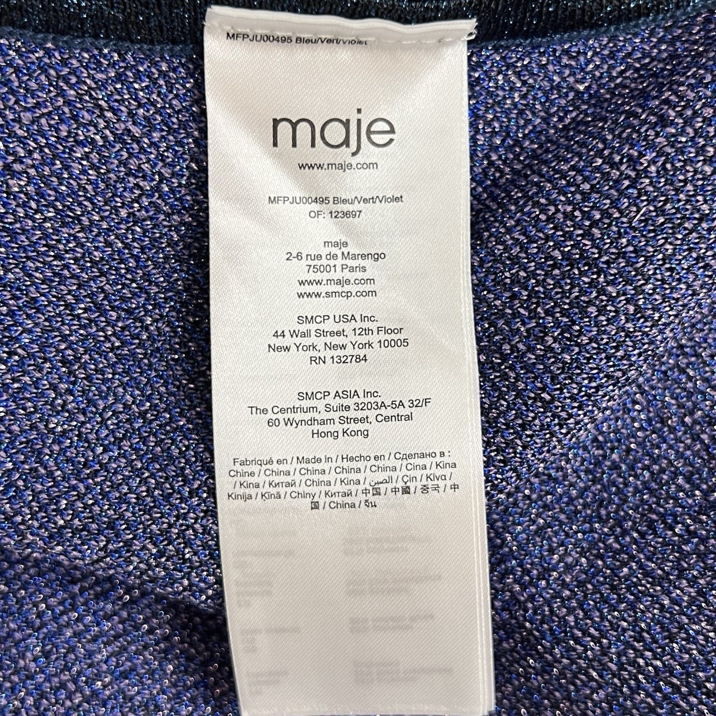 maje Miniskirt Purple Blue Ombré Going Out Metallic Shimmer Sparkle Zip Up Party