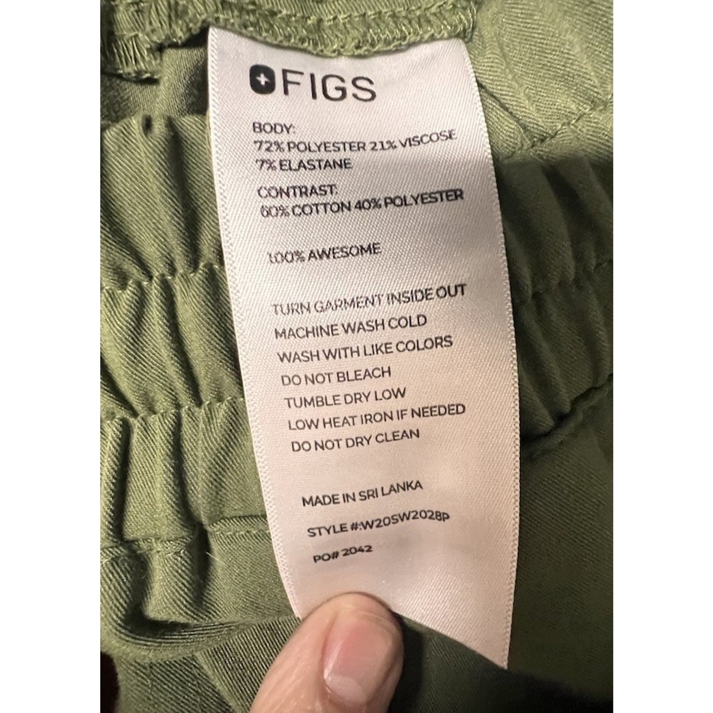 FIGS Zamora Women's Olive Green Scrub Jogger Pants Size S Technical Collection
