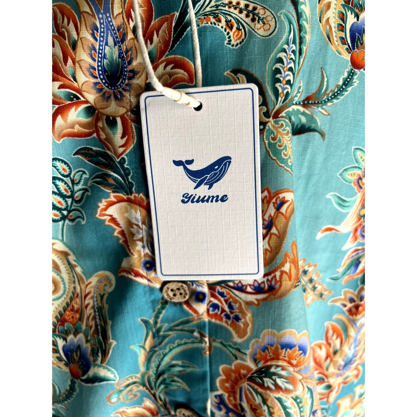 NWT Yiume Tree of Life Button Down XL Shirt Women Tropical Hawaiian Aloha Beach