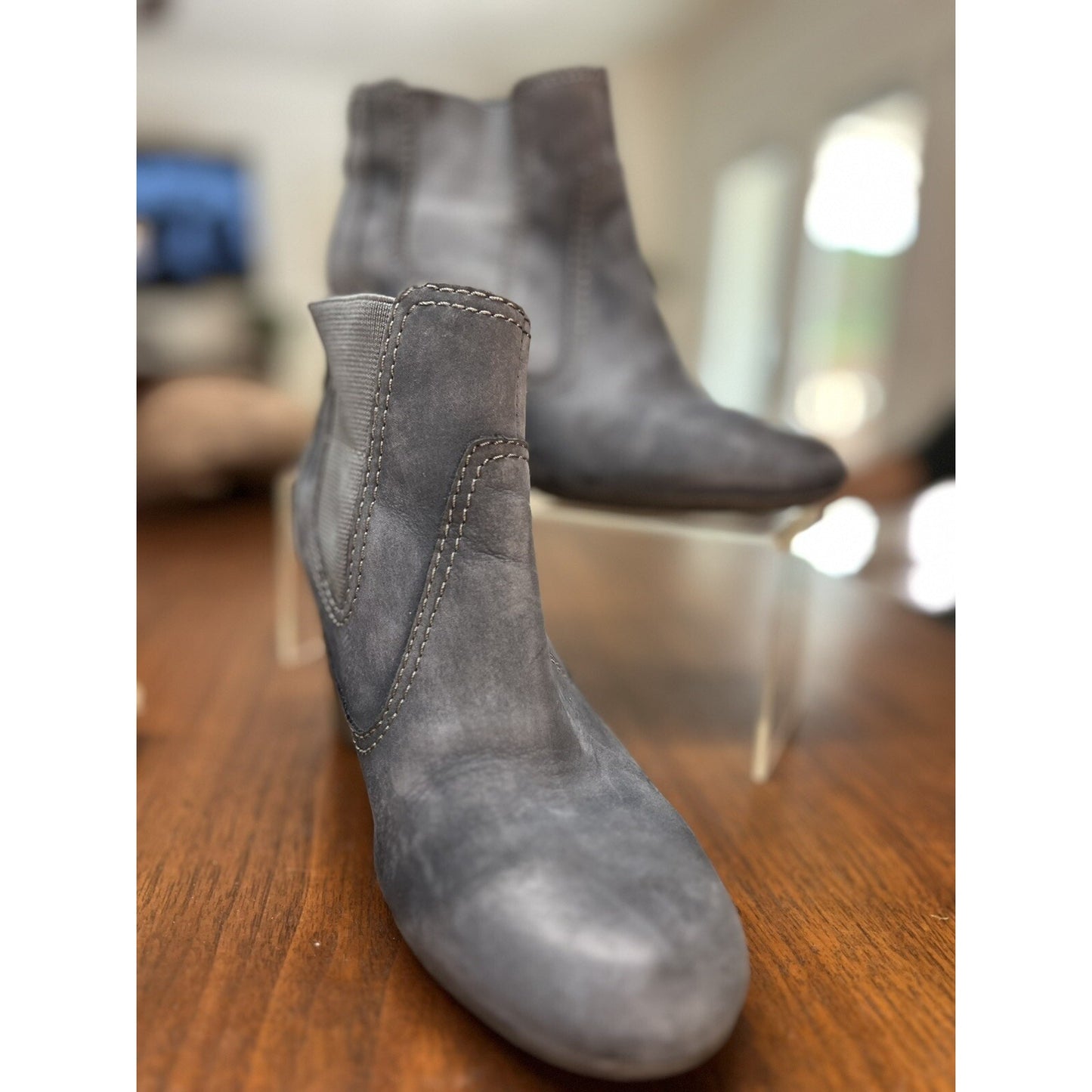 Clarks Womens Stroll Valley Boots Block Heel Blue Size 6M