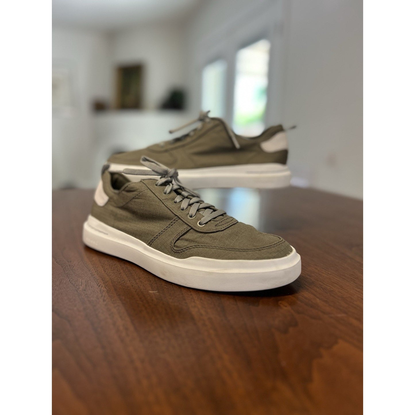 Cole Haan Grandpro Rally Shoes Grey Canvas Court Sneakers Mens US Size 8.5