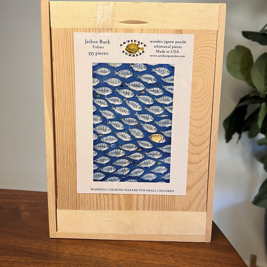 RARE Artifact Wooden Jigsaw Puzzle 355 Pieces “Fishies” by Jethro Buck