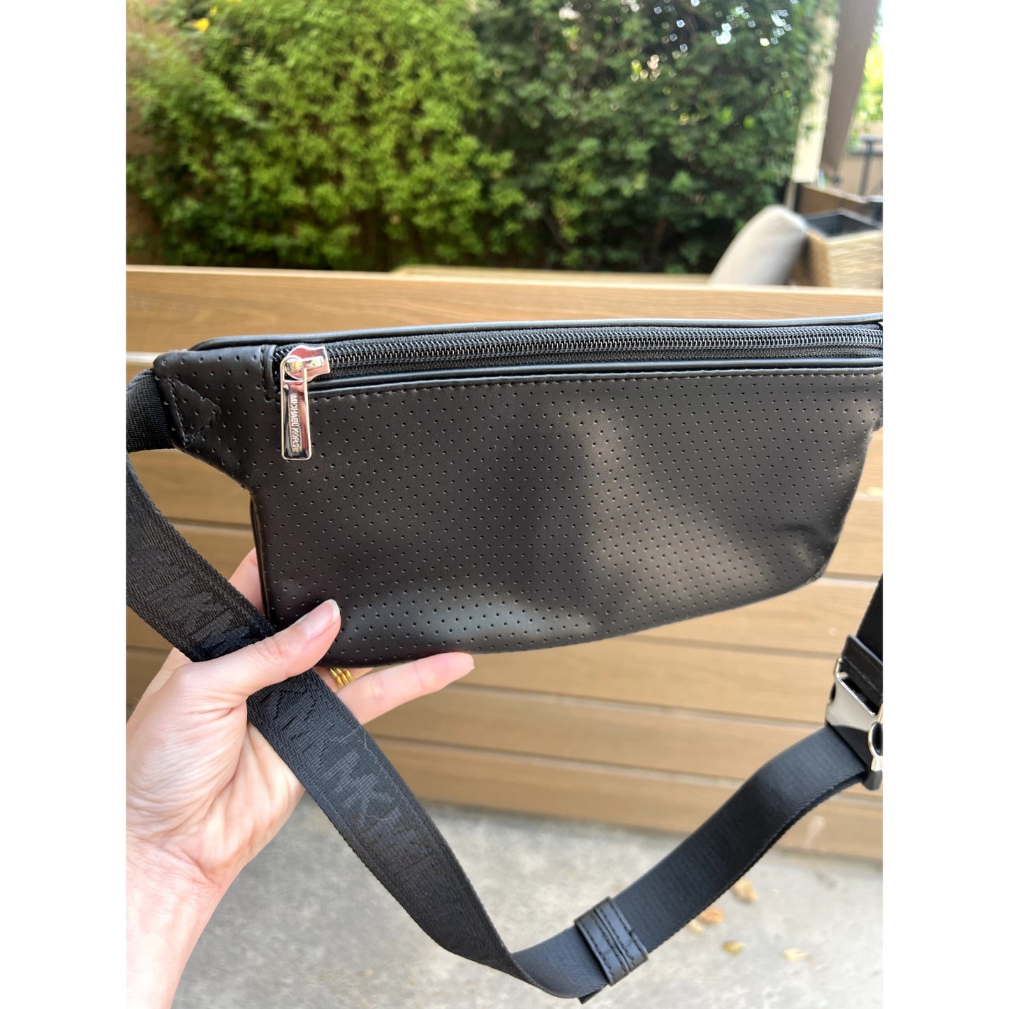 $298 Michael Kors Black Vegan Faux Leather Belt Waist Bag, Fanny Pack Cross Body